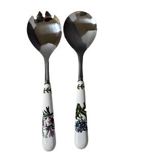 Portmeirion Botanic Garden Set of 2 Salad Servers Flowers Butterfly Utensils